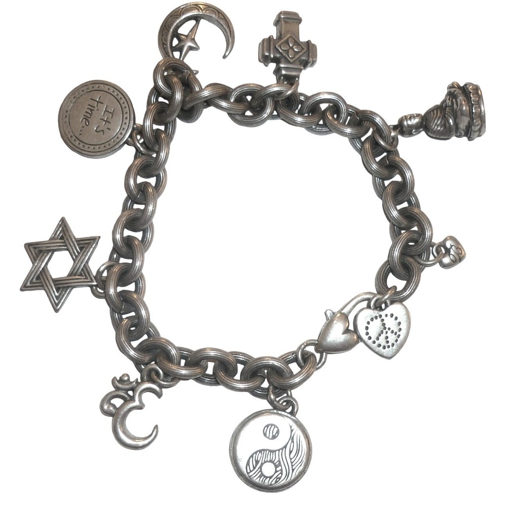 Vintage Brighton One World Of Religion Multi Faith Peace Charm Bracelet